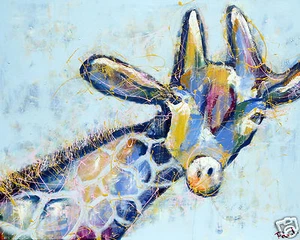Large Giraffe funky funny art print canvas painting poster - Picture 1 of 2