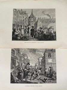 2 ENGRAVED PRINTS After JEAURAT A PAINTER REMOVING & MARCHE Des INNOCENTS - Imagen 1 de 3