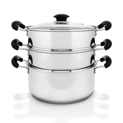 CONCORD 10" Stainless Steel 3 Tier Steamer Cookware 24 CM (Induction Compatible) - Image 1 of 4