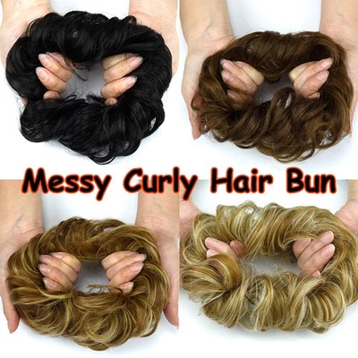 THICK Curly Scrunchies Hair Extensions Messy Hair Bun Updo Hairpiece For Women - Image 1 of 4
