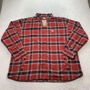Carhartt Heavyweight Shirt Jacket XXL w/Pockets 104450 R18 Plaid Fleece Lined - Foto 1 di 11