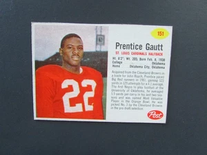 1962 Post Cereal Football Hand Cut Card #151 Prentice Gautt L2 - Picture 1 of 2