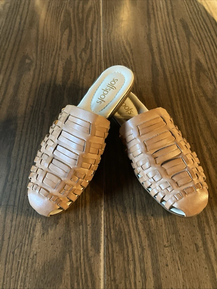 Softspot Atlantis Natural/Tan Slip On Mules Feminino Tamanho 9.5 NOVO COM Caixa Ss0000645 - Imagem 1 de 4