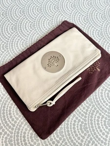 Mulberry Daria Clutch Handbag Cream Leather Silver Hardware + Dust Bag - Picture 1 of 13