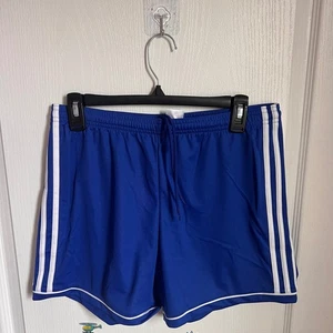 Adidas Blue Soccer Shorts Climalite Athletic Gym Workout Training Running NWOT - Picture 1 of 6