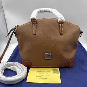 Bolso Cartera Dooney & Bourke Marrón Caramelo Cuero Guijarro Cúpula Charli Asa Superior - Imagen 1 de 7