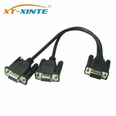 DB9 Male to 2 Female Serial Rs232 Splitter Cable Rs232 Male to 2 Female 2 New - Image 1 of 3