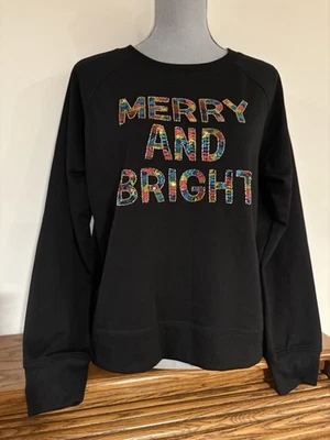 Philosophy Mujer "Merry & Bright" Lentejuelas Negro Crew Sudadera Talla M Foto 1 de 4