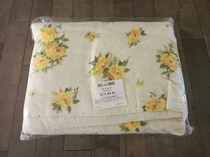 VINTAGE Cannon FROLIC 72 x 84" YELLOW FLORAL Blanket Polyester USA NEW - Picture 1 of 3