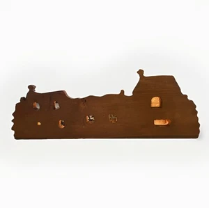 Handcrafted Wood Pueblo Village Silhouette Rustic Southwest Decor Window Cutouts - Picture 1 of 11