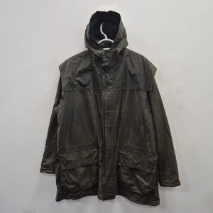 Barbour Vintage A5 Durham Wax Waterproof Country Rain Hooded Jacket Coat Size 38 - Picture 1 of 9