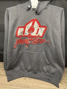 VINTAGE Y2K JOHNNY BLAZE SPELLOUT HOODIE SWEATSHIRT GREY EMBOSSED HEAVY XXL 2XL - Picture 1 of 11