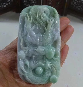 Ciondolo Cert'd Naturale Tipo A Lavanda Giada Giadeite Grande Drago - Foto 1 di 7