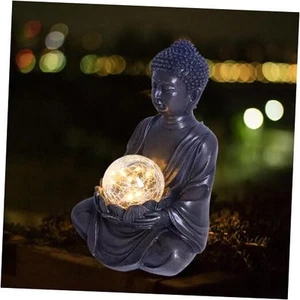 Solar-Powered Buddha Statue Outdoor Zen Statues Garden Decor with LED Solar - Picture 1 of 8