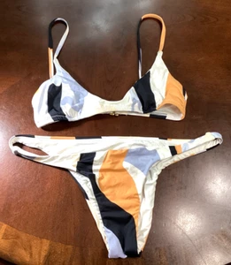 BCBGeneration Bikini Set White Color Block Size Small Swimwear - Picture 1 of 10
