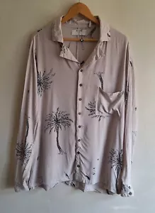 MAN X ONE TEASPOON Mens Medium Shirt Beige Button Down Palm Tree Oversized - Picture 1 of 21