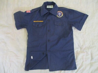 Cub Scout Blue Uniform Shirt Youth MED SS 67%Cotton Poplin w/WS & Ring - Image 1 of 4