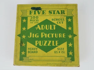 Vintage FIVE STAR Jig Picture Puzzle - Heavy Board Pieces - 12"x15" 300Pc Jigsaw - Picture 1 of 7