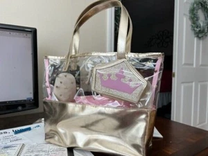 Disney Park Tote See Thru Hearts & Crowns Pink & Gold W/ Coin Purse NWT - Picture 1 of 1