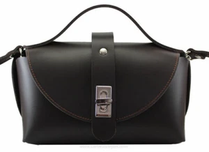 Bolso de cuero con bandolera y asa de mano marrón.100% piel autentica - Imagen 1 de 4