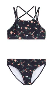 NUEVO CON ETIQUETAS TRAJE DE BAÑO KANU SURF 2 piezas NEGRO Estampado Floral Completamente Forrado Talla 12 Niña - Imagen 1 de 4