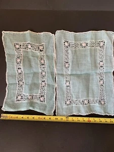 Vintage 2 Blue Dresser Scarf Placemat LinenTable Decor Decoration 15.5" X 9.25" - Picture 1 of 9