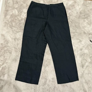 Real Clothes Black 100% Irish Linen Pants Women's 14 Classic Nature Minimalist - Picture 1 of 10