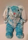 Dan Dee Blue Velvety Plush Bunny Rabbit With Long Ears With Pink Heart Nose