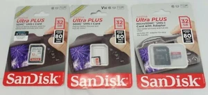 SanDisk 32GB Ultra Plus Micro SDHC UHS-I Cards, Lot of 3, New - Picture 1 of 4