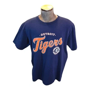 Detroit Tigers T-Shirt Men's Large Blue MLB American League Central Division - Picture 1 of 7