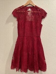 BB Dakota Red Rhianna Illusion Lace Fit & Flare Dress Romantic Party Valentine 2