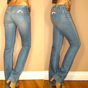 Pantalones de mezclilla Earnest cosidos Decca para mujer talla 24 pierna recta tiro bajo azul vintage $186 - Imagen 1 de 1