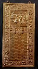 VINTAGE Brass Repousse Wall Plaque Brush Key Holder Embossed 40 x 20.5cm.