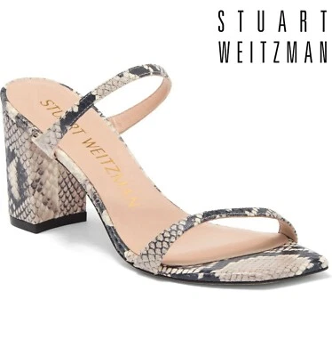 STUART WEITZMAN NIB $425 ALEENA 75 BLOCK PYTHON PRINT LEATHER ROCCIA SANDAL. 8 B - Image 1 of 4
