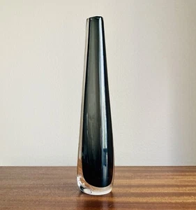 Vintage Nils Landberg Orrefors Smoky Gray Sommerso Glass Vase 1950s Sweden AS IS - Picture 1 of 11