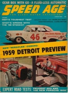 SPEED AGE 1958 AUG - NEW US CARS, PORSCHE 356A 1600 TEST, PEUGEOT 403 - Imagen 1 de 1