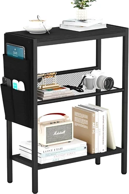 Small Narrow Side Table for Small Spaces, Slim End Table with Storage Bag, Sofa - Image 1 of 4