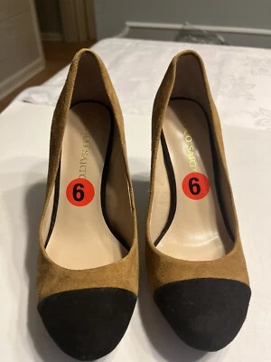 Franco Sarto Willa Leather High Heel Camel Brown & Black Suede Shoes Sz 6M - Image 1 of 4