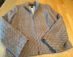 VINTAGE NORTON MCNAUGHTON TWEED ZIP Hong Kong MADE BLAZER JACKET WOMENS SZ 10 - Picture 1 of 4