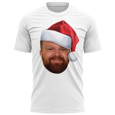THE CLOTHING SHED Funny Custom Face Santa Hat T Shirt Personalised Christmas Gifts Men Women Xmas