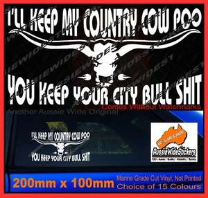 200mm Funny Aussie BNS Ute 4X4 Horse Truck Car Stickers COUNTRY COW POO - Picture 1 of 4