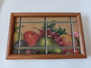 Tile Art Framed Fruit Scene By the Farmers Wife - Picture 1 of 3