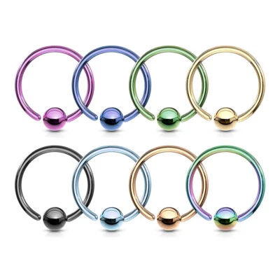 7 Pair Set of Fixed Ball Captive Bead Rings CBR's Wholesale Body Jewelry - Image 1 of 2
