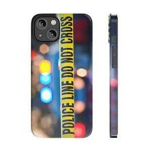 Police Line Do Not Cross Slim Phone Case fits Apple iPhone 14 & 15 - Great Gift! - Picture 1 of 21