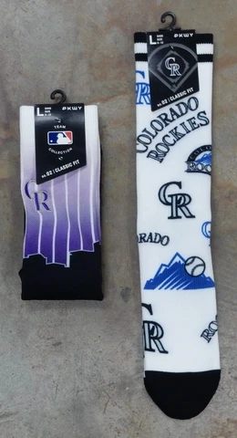 Colorado Rockies 2 Pack Gift Socks Large Men Sky Skyline Denver Logo Mixup Black Cover