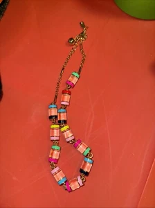 KATE SPADE New York Lucite Enamel Gold Barrel Multicolor Brighton Rock Necklace - Picture 1 of 7