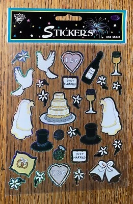 Darice Acabado Acentos Anillos de Boda Pastel Flores Palomas Champán Sombrero Pegatinas Foto 1 de 4