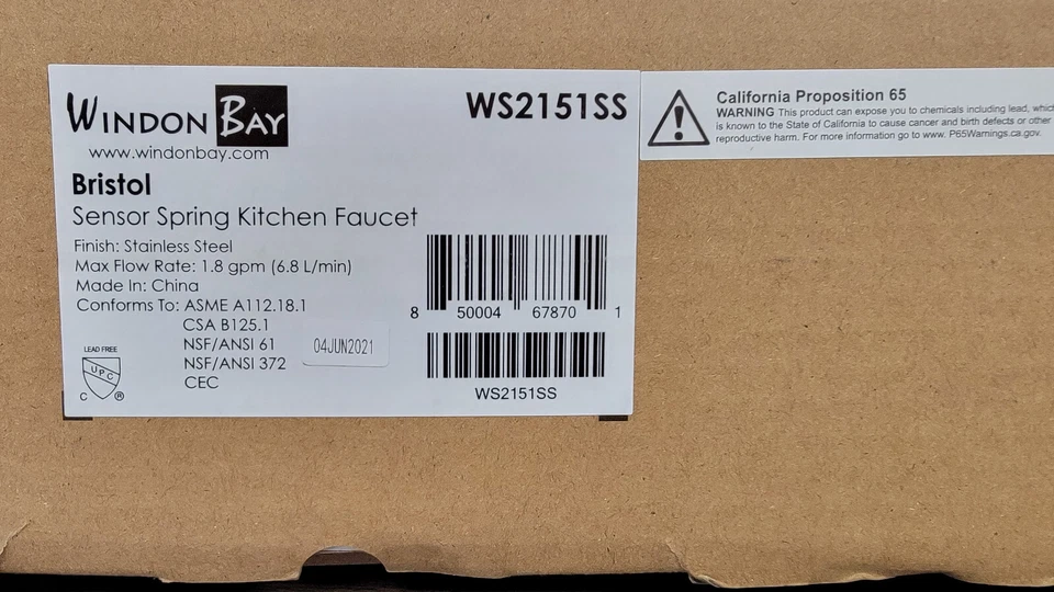 Grifo de cocina Windon Bay Bristol de una sola manija sin contacto | WS2151SS Foto 1 de 4
