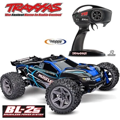 TRAXXAS # TRX67164-4BLUE Rustler 4x4 blau 1/10 Stadium-Truck RTR BL-2S Brushless - Bild 1 von 4
