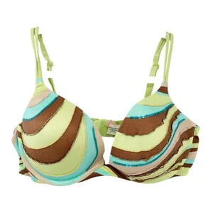 Victorias Secret VS Womens Vintage Lingerie Sequin Striped Push Up Bra Size 38C - Picture 1 of 8